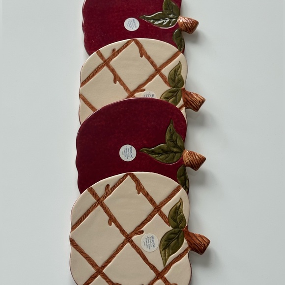 Blue Sky by James Craig Apple 🍎 Stoneware Vintage Kitchen Trivets - Set Of 4 ! - Picture 4 of 12